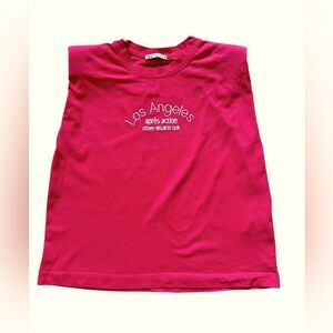 Zara women's red sleeveless top 100% cotton 80s style shoulder pads size S-M